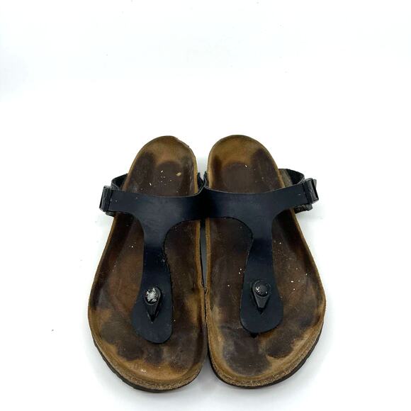 Birkenstock Gizeh Black Leather Sandals Women's 8.5 US - Picture 5 of 8